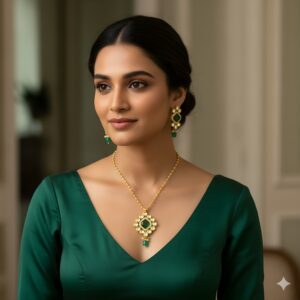 Kazaara “Emerald Kadambini” Enchanted Symphony Pendant Set