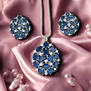 Kazaara “Blue Radiance” AD Pendant Set