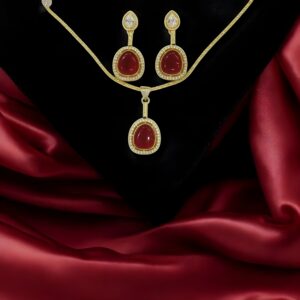 Kazaara “Crimson Droplet” Pendant Set