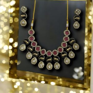 Kazaara | The Empress Kundan & Enamel Necklace Set
