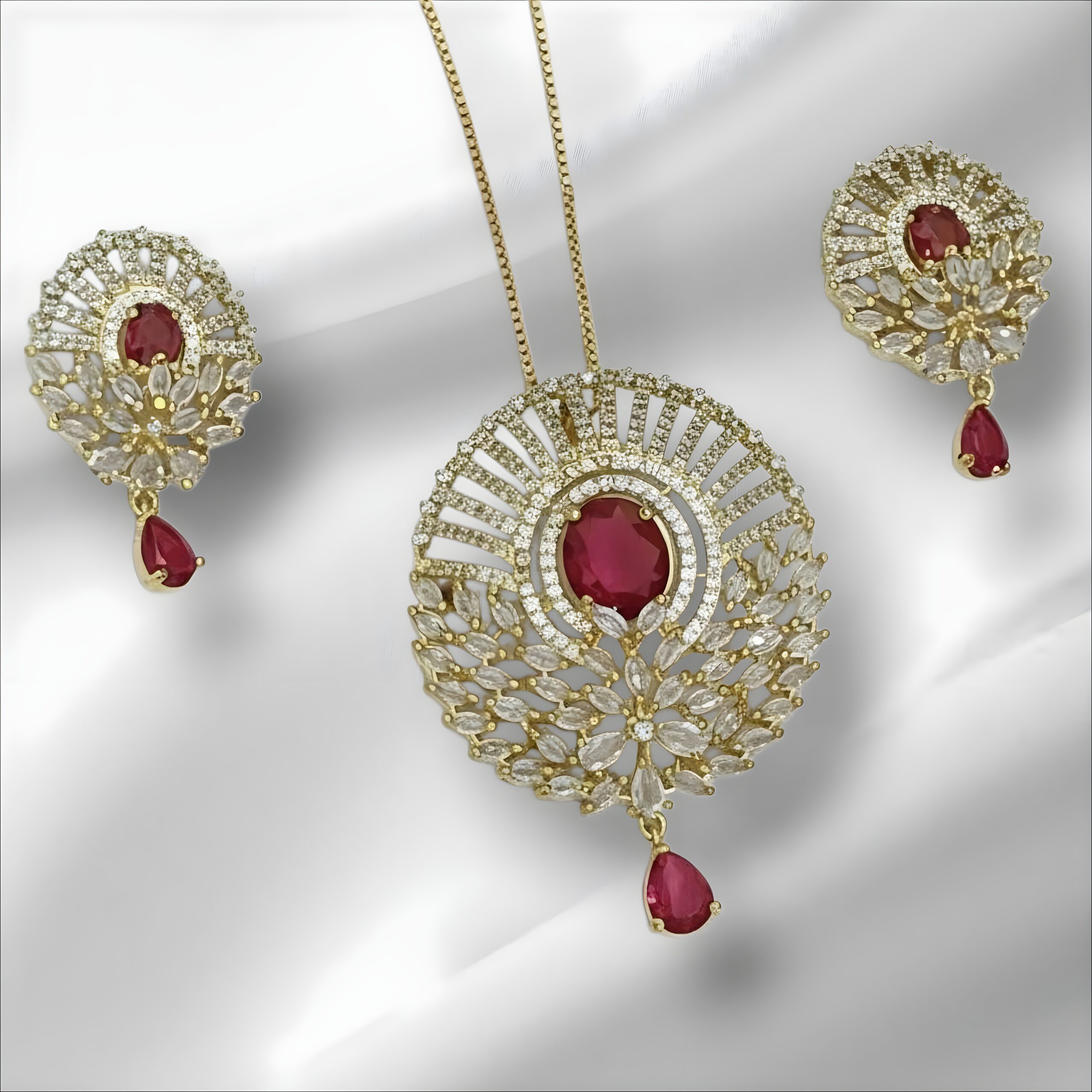 Kazaara | The Ruby Radiance AD Pendant Set
