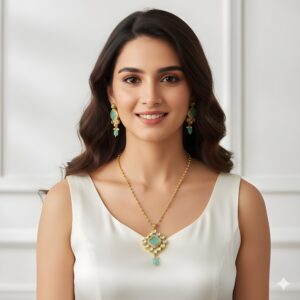 Kazaara “Emerald Glisten” Regal Bloom Pendant Set