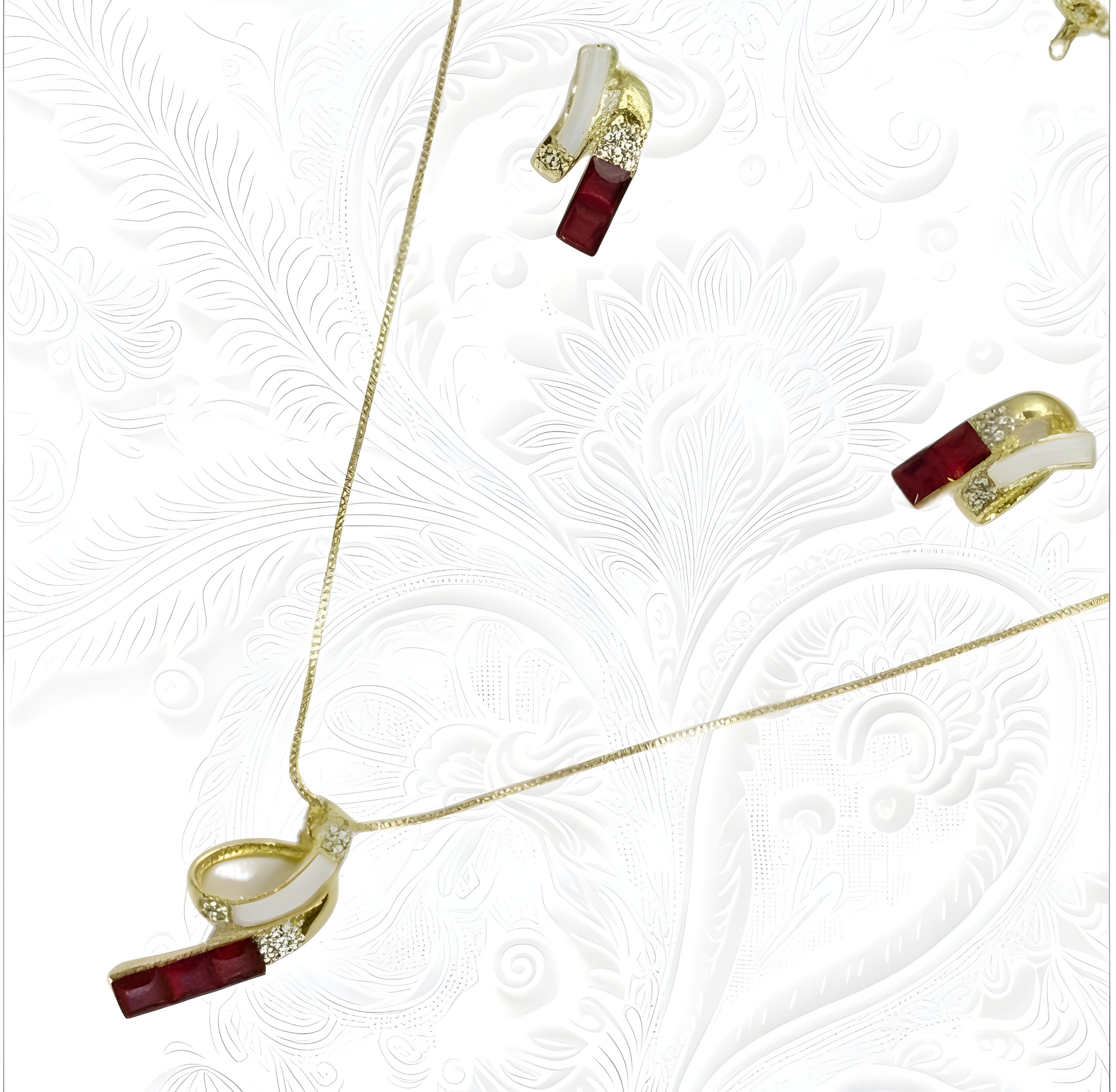 Kazaara | Crimson Ribbon Pendant Set