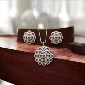 Kazaara | Crimson Cluster AD Pendant Set