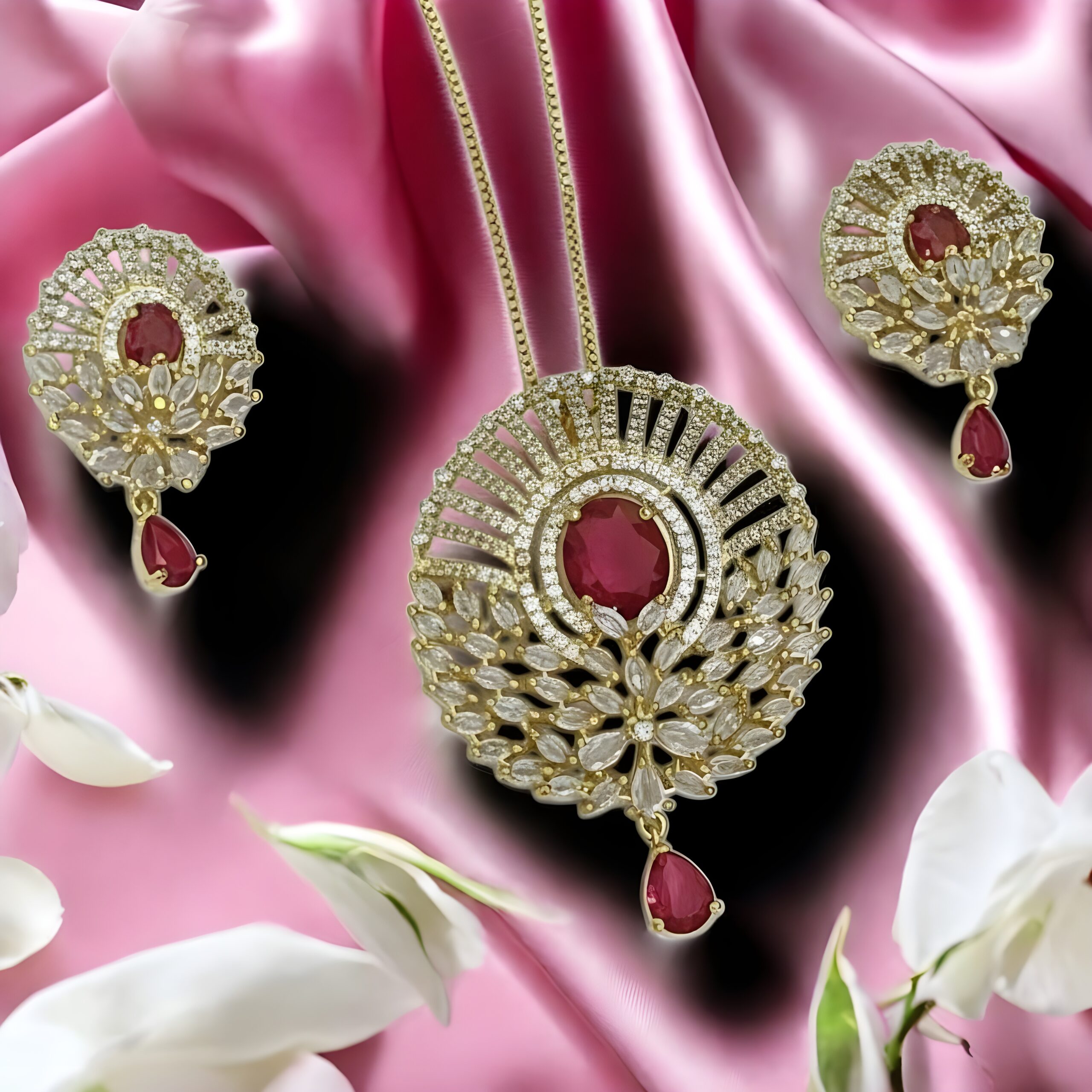 Kazaara | The Ruby Radiance AD Pendant Set - Image 2