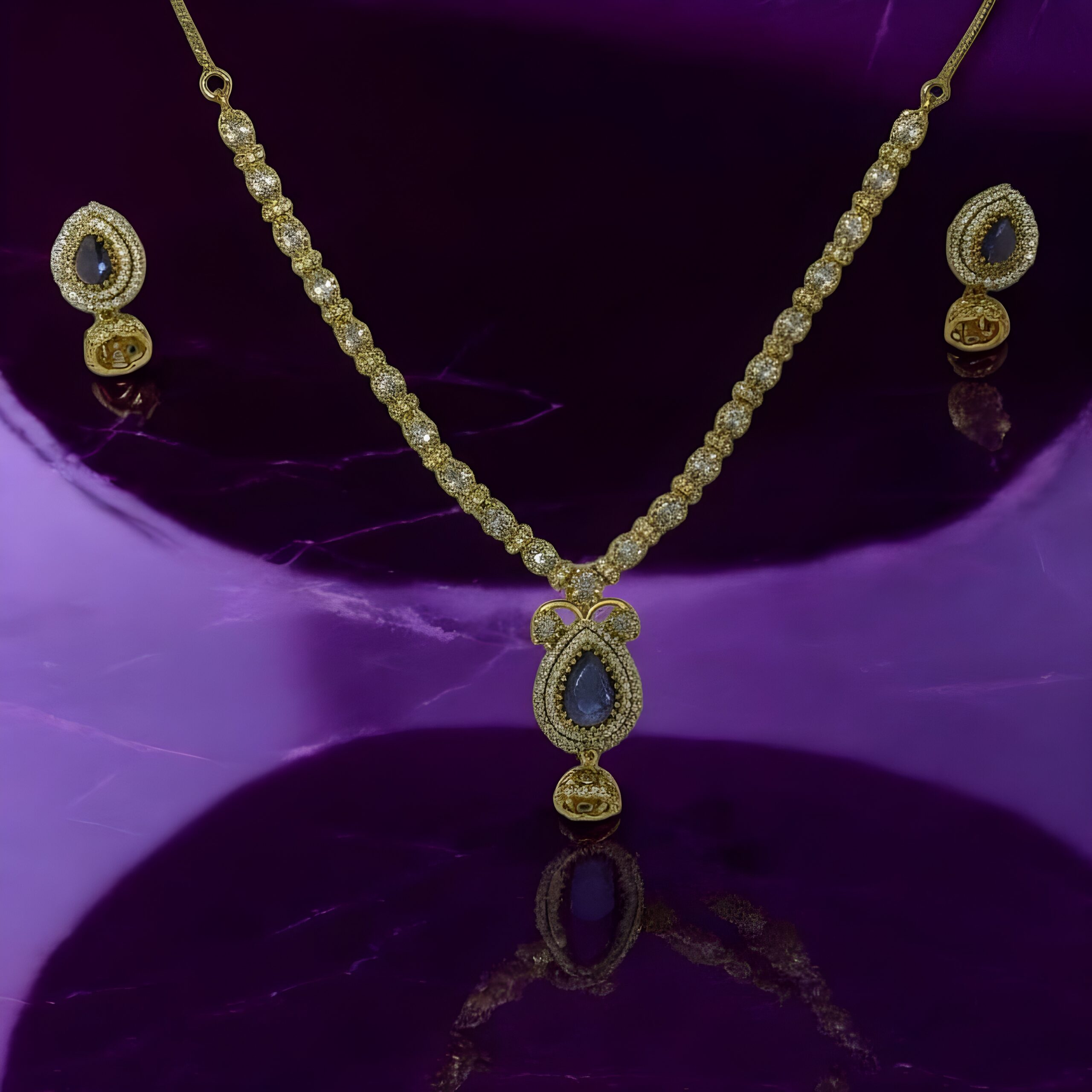 Kazaara | Majestic Amethyst AD Necklace Set - Image 2