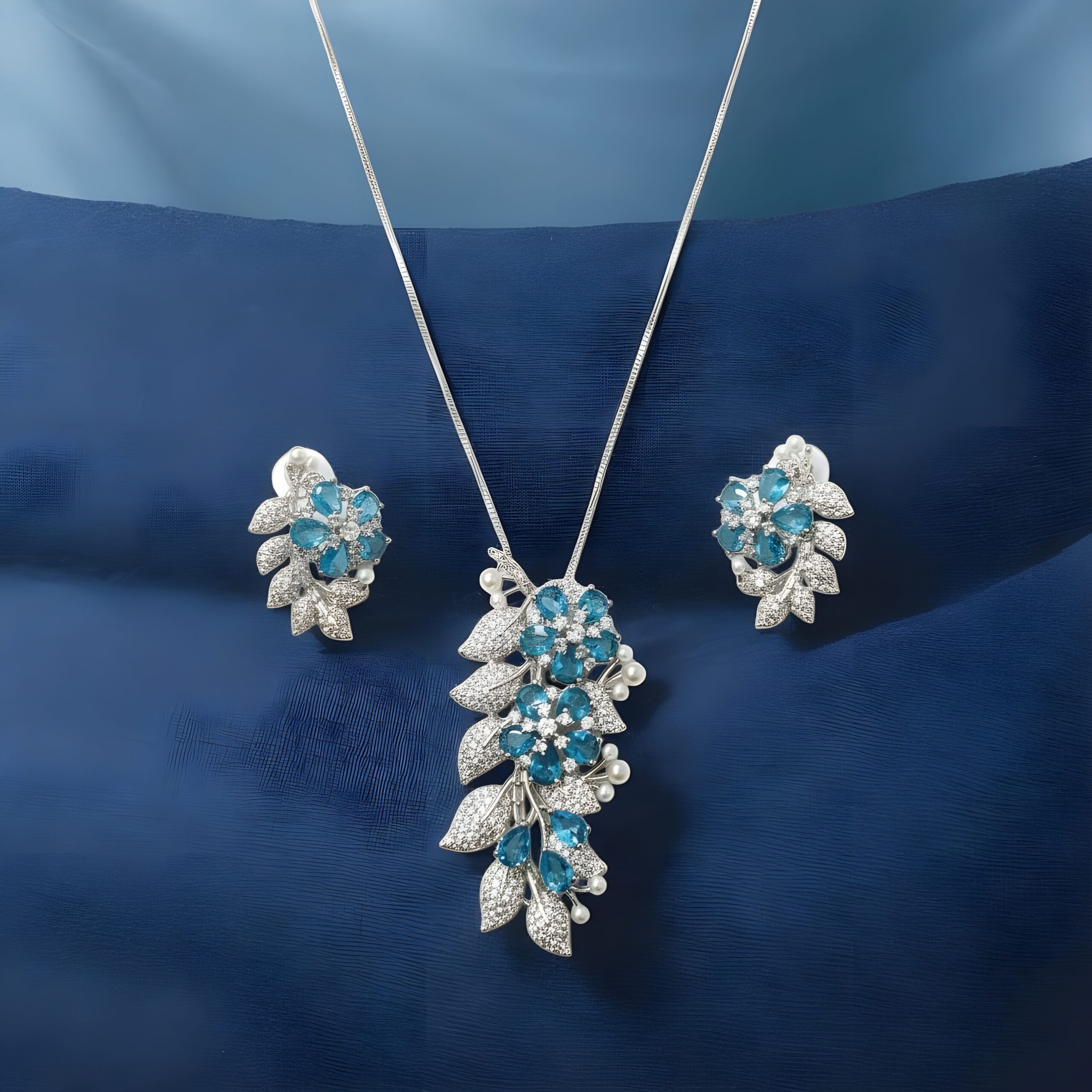 Kazaara | The Azure Blossom AD Pendant Set - Image 3