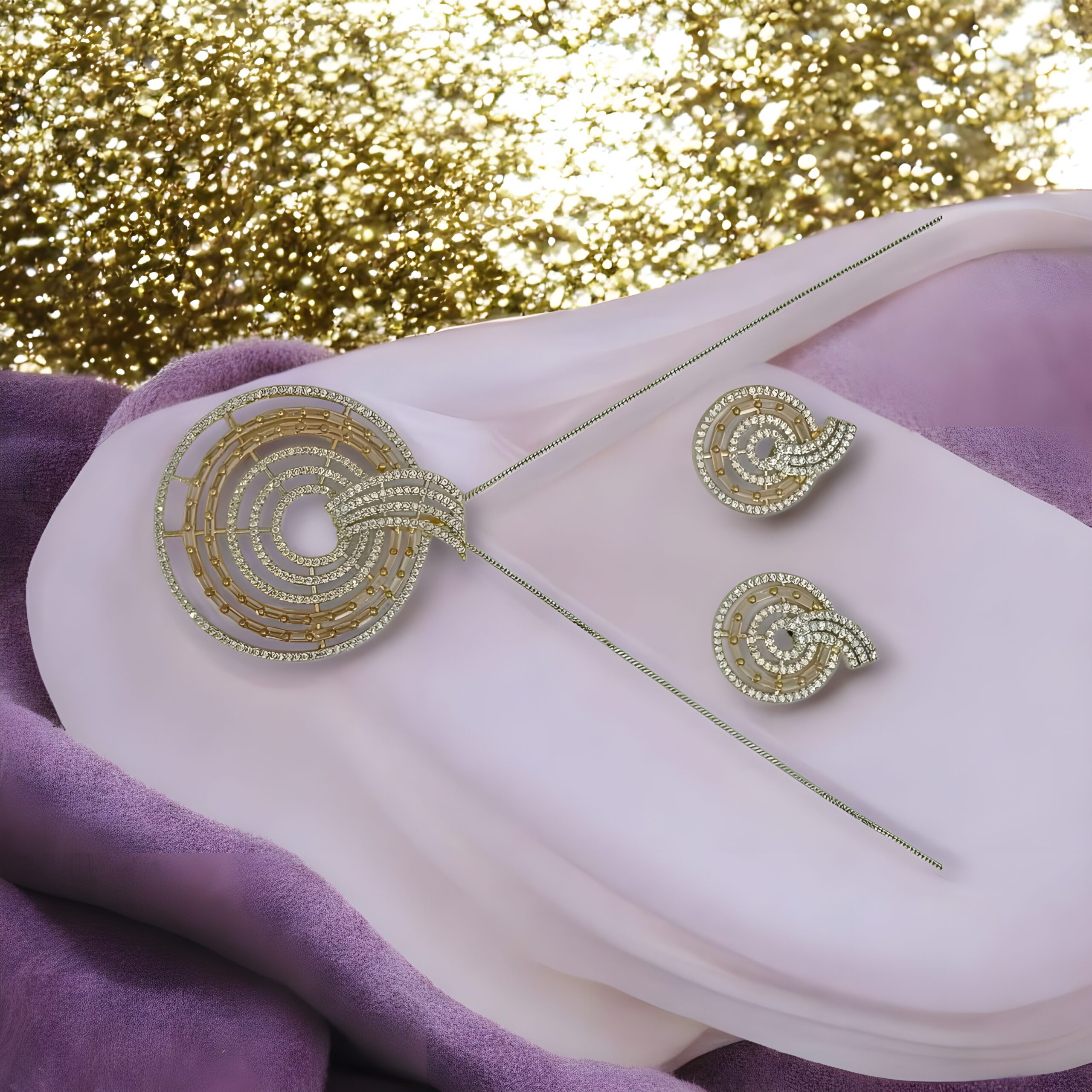 Kazaara | The Cosmic Swirl AD Pendant Set - Image 4