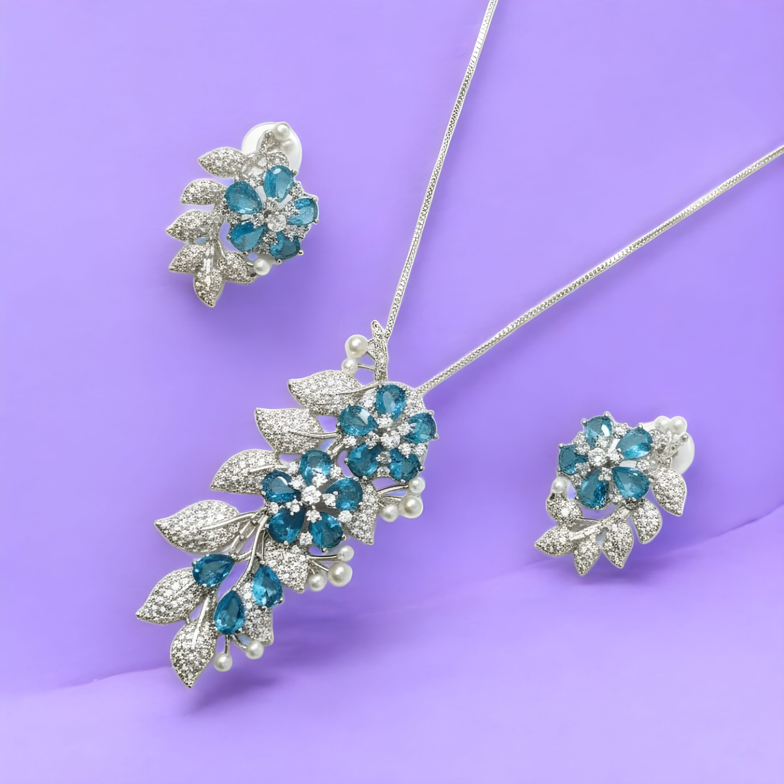 Kazaara | The Azure Blossom AD Pendant Set - Image 4