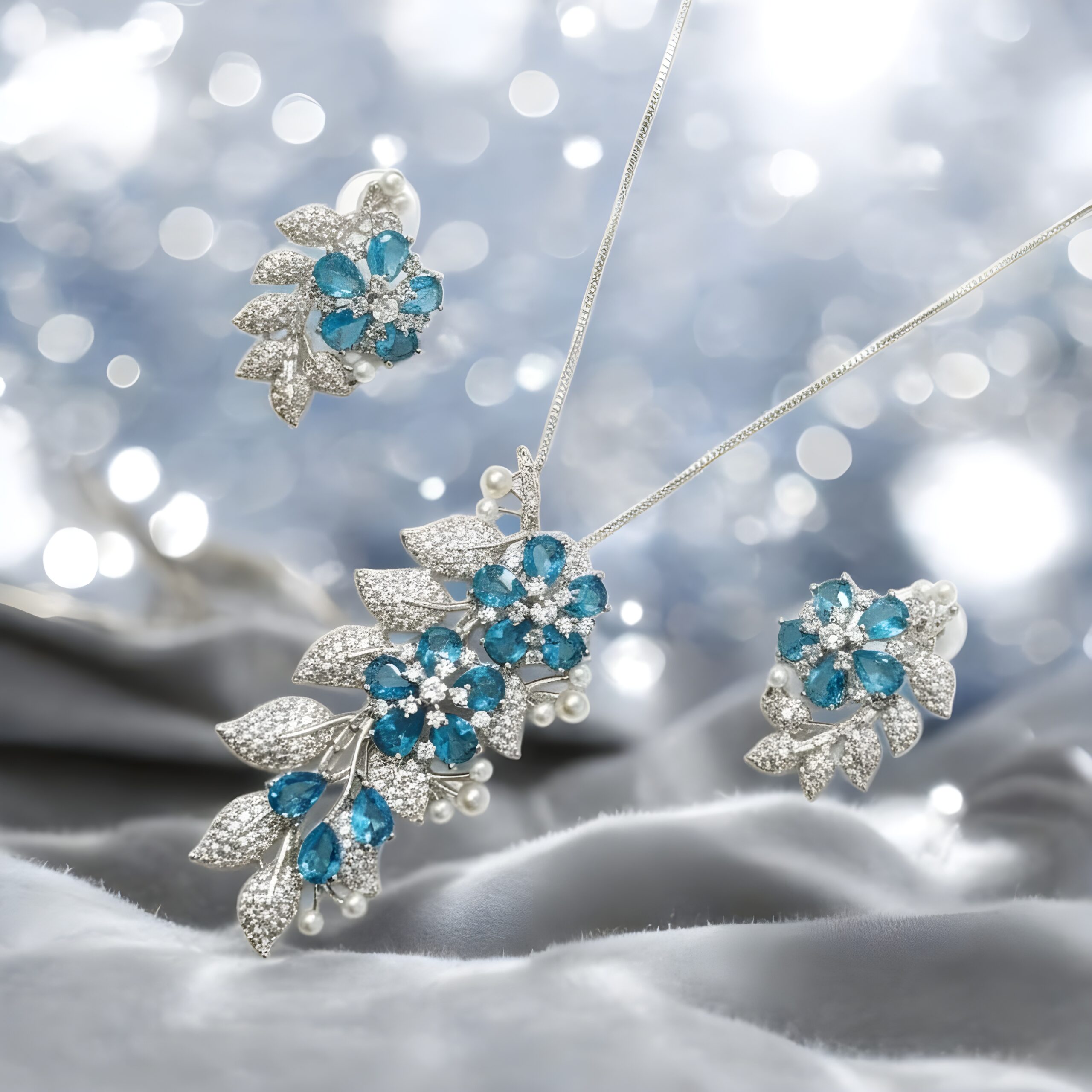 Kazaara | The Azure Blossom AD Pendant Set - Image 5