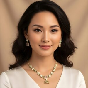 Kazaara | The 'Rose Quartz Radiance' AD Necklace Set