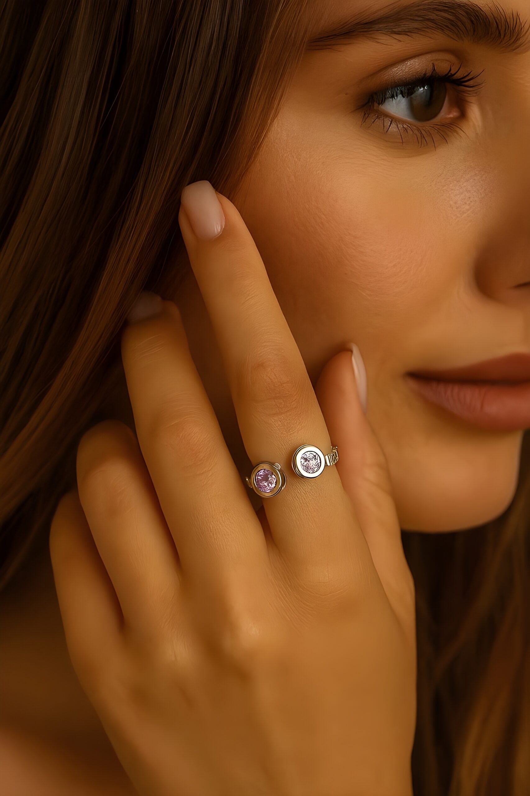Kazaara | Amethyst Duo Adjustable Ring