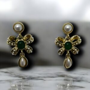 Kazaara | Emerald Bow Drop Earrings