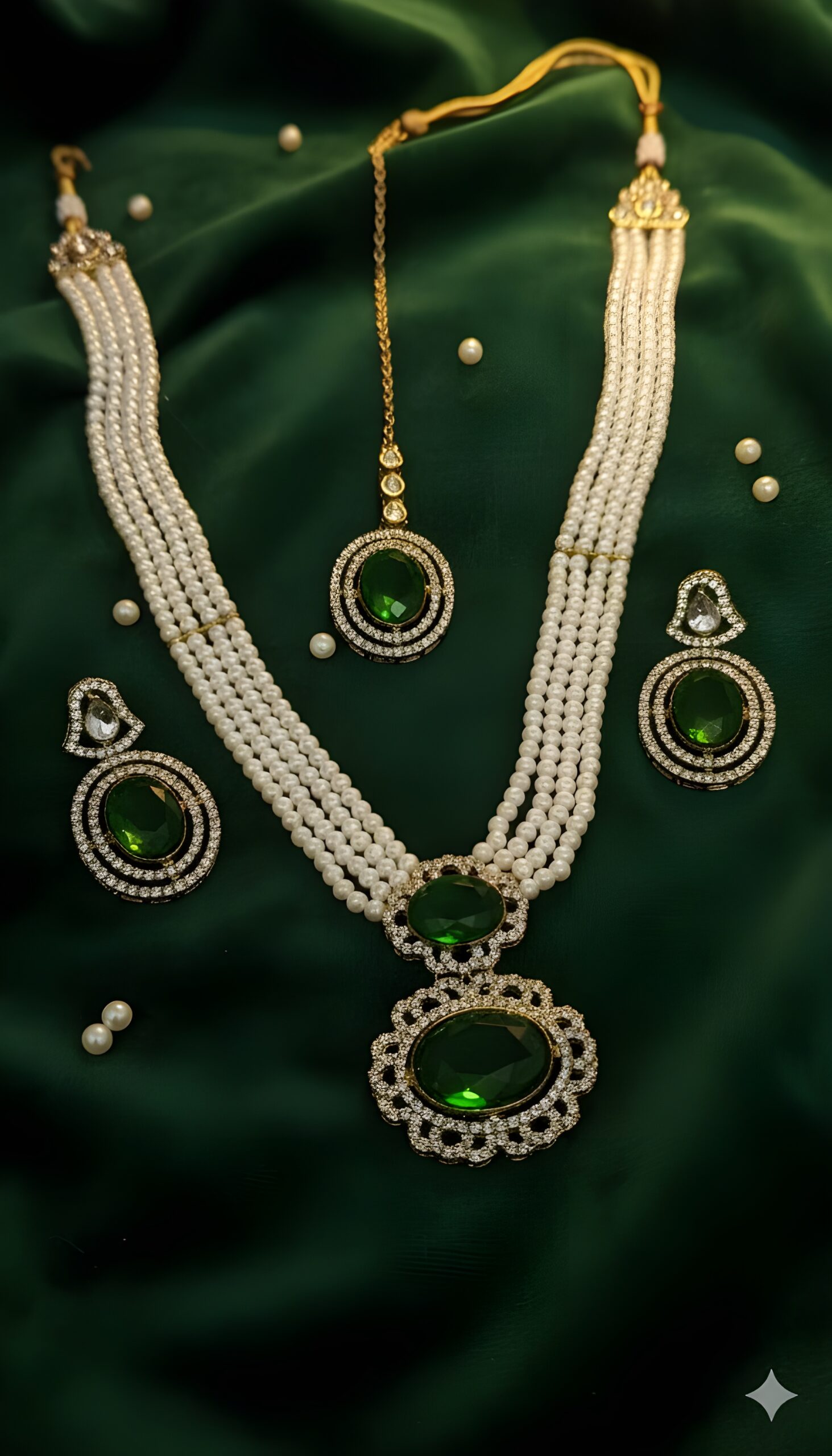 Kazaara | Emerald Pearl Cascade Set - Image 2