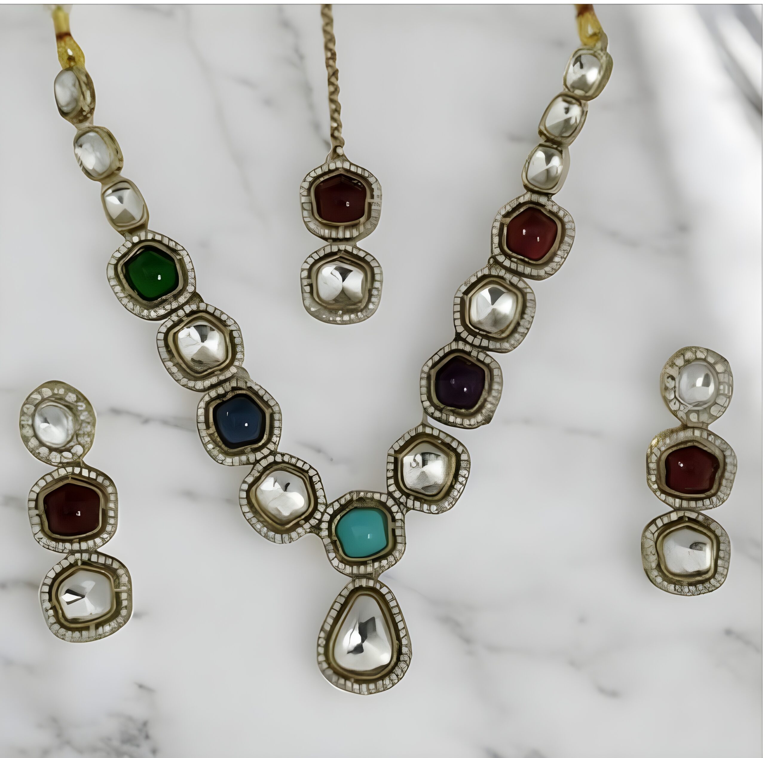 Kazaara | Multicolor Mosaic Necklace Set - Image 2