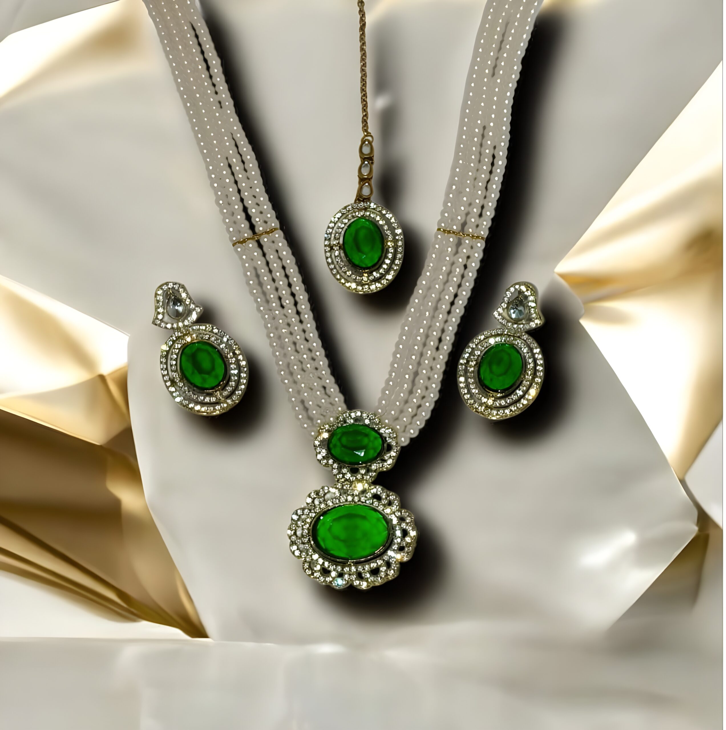 Kazaara | Emerald Pearl Cascade Set - Image 3