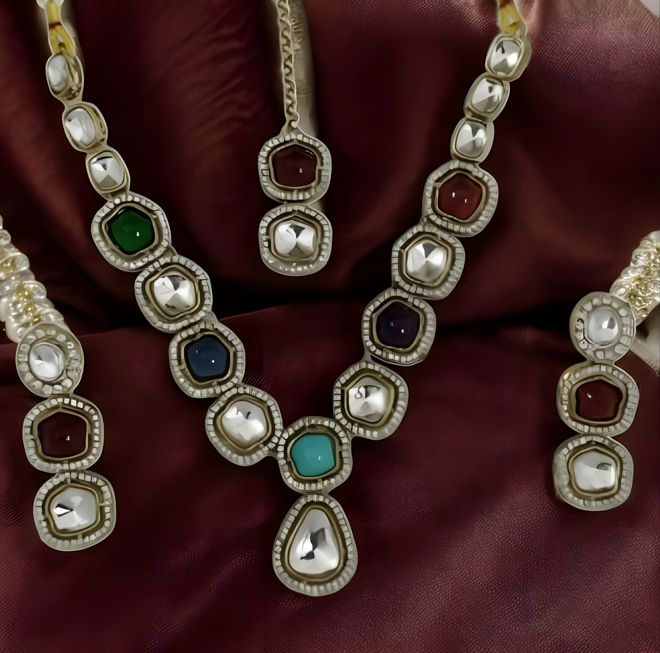 Kazaara | Multicolor Mosaic Necklace Set - Image 3